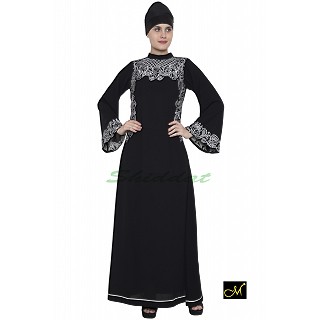 Embroidery designer abaya- Black